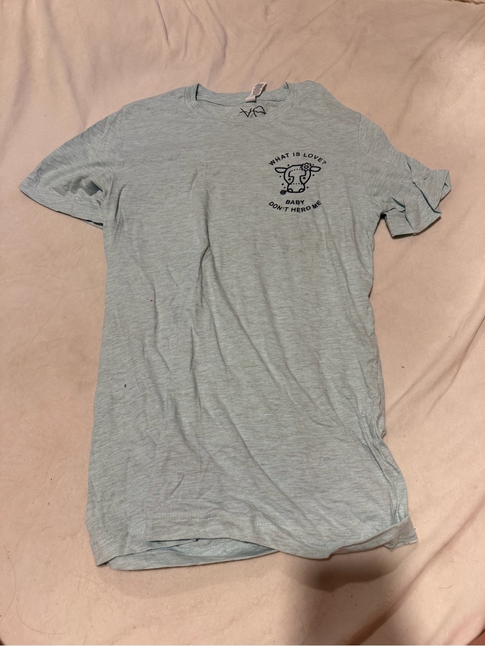 Light green Graphic T-Shirt - Casual Crew Neck